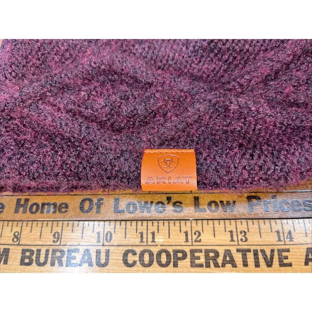 Ariat Burgundy Headband Ear Warmer Cable Knit Sherpa Fleece Lined OS Womens